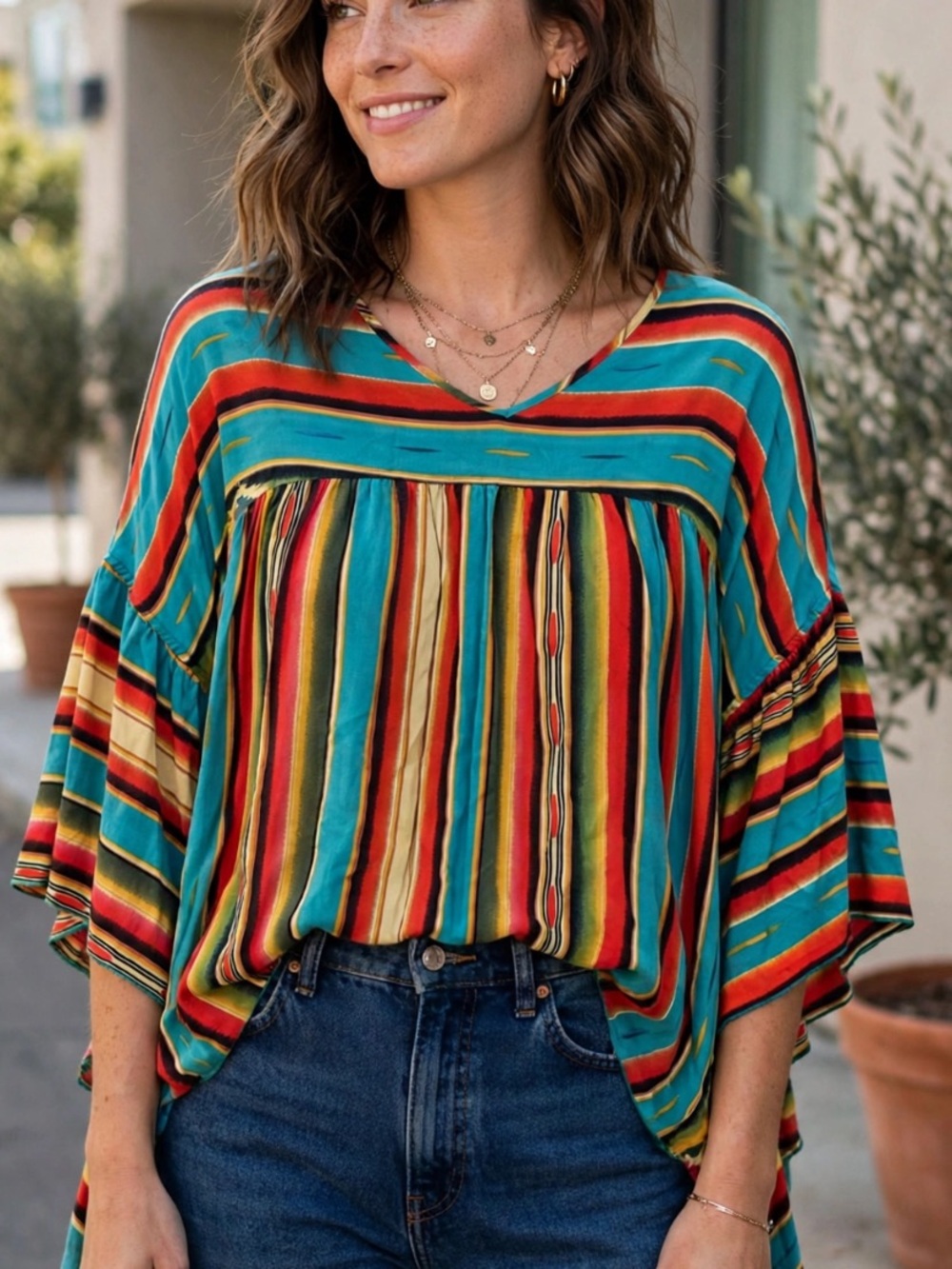 Southwest Patterned Western Blouse